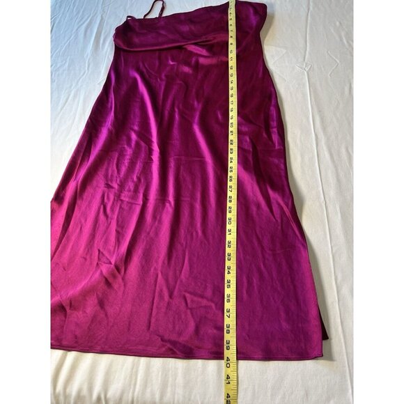 Express Purple Pink LG Satin Cowl Neck Mini Slip Dress Y2K Dopamine Clubwear - Picture 6 of 7